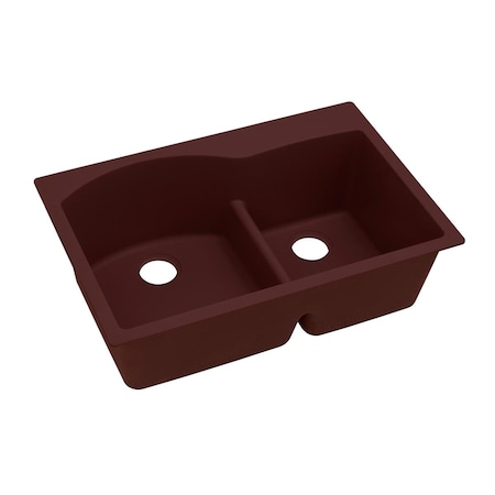 Elkay Quartz Classic 33 X 22 X 10 Offset 60/40 Double Bowl Top Mount Sink With Aqua Divide Pecan ELGH3322RPC0